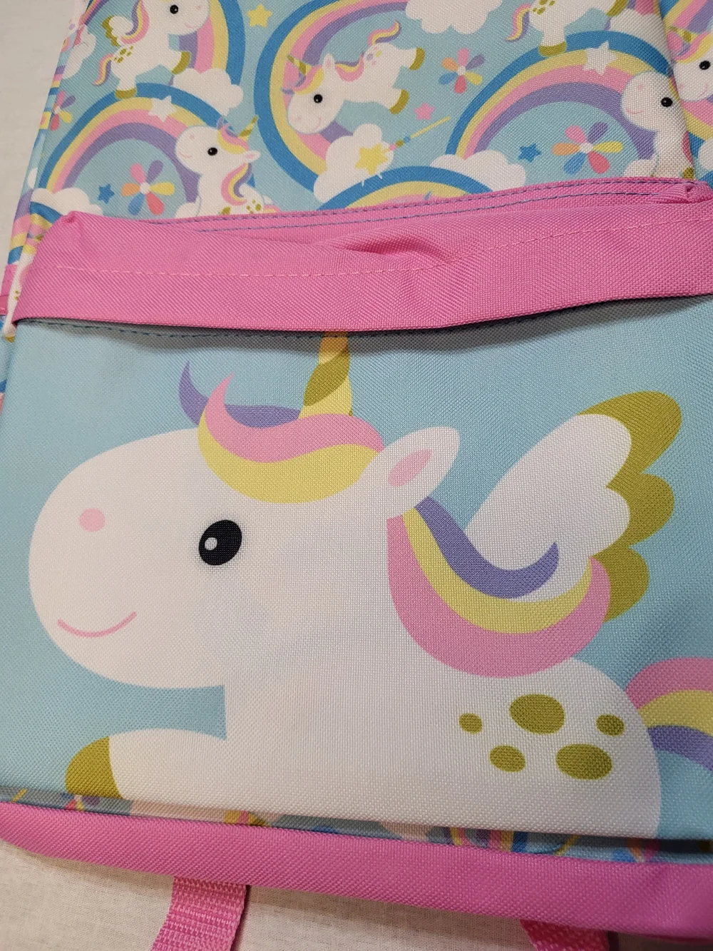 Kids Unicorn Print Backpack - Pink & Light Blue